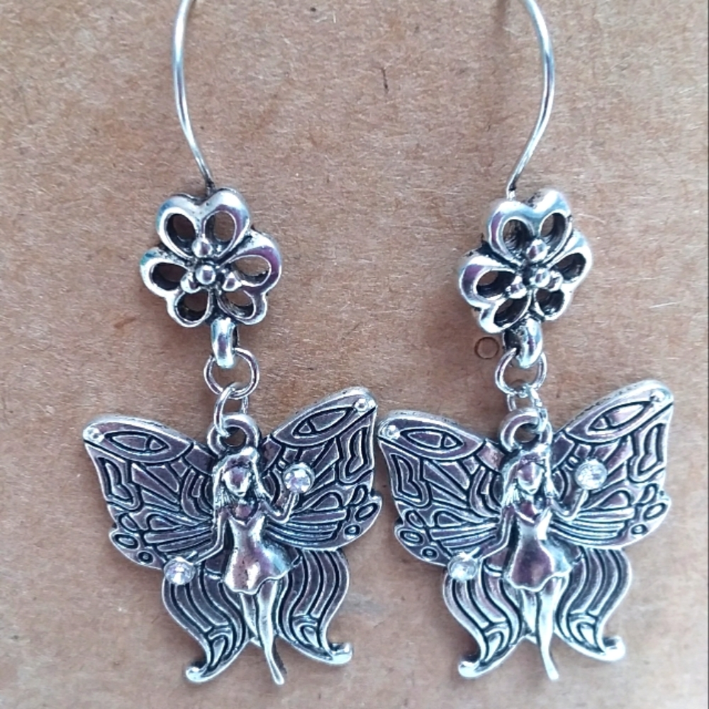 Fairy Earrings with Crystal Accents - Picture 2 of 4